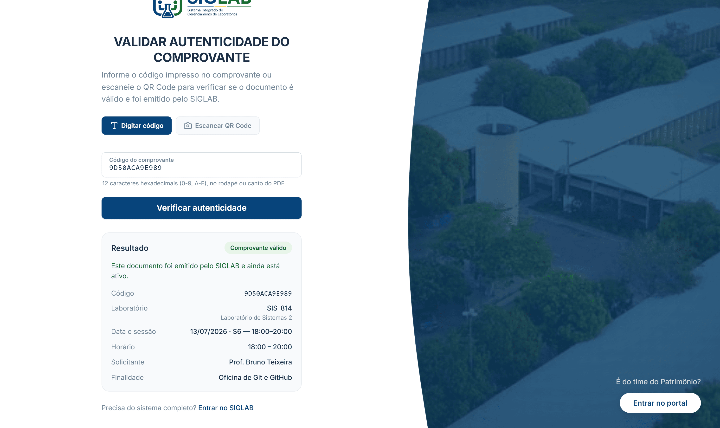 SIGLAB - tela 2